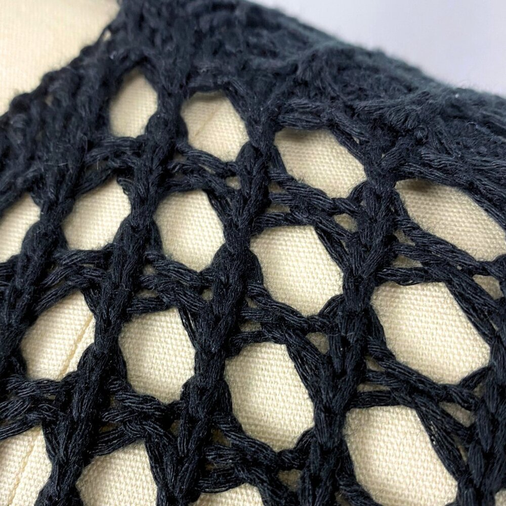 Better Be black gothic openwork crochet knit bell-sleeves crop sweater top NWT - Picture 2 of 7